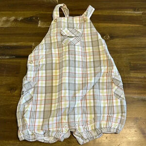 Janie and Jack Plaid Over All Size 6-12 months Neutral
